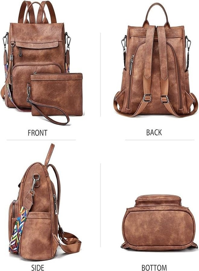 TrueArch Anti-Theft Leather Backpack & Purse for Women | Combo Pack | Shoulder Bag for Women and Girls | College Bag for Girls | Multipurpose Travel Bag | Durable | PU Leather (Tan) - Image 4